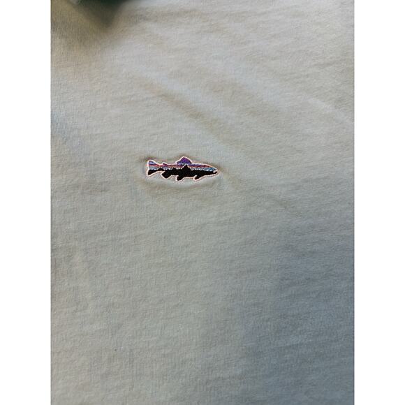 Patagonia Polo Shirt Men’s Medium Trout Fitz Roy Organic Cotton Teal 52206 Med - Picture 5 of 7